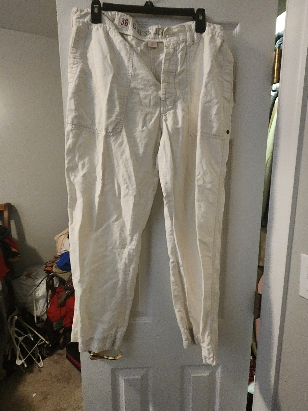 Guess Men’s Cargo Pants in Off-White